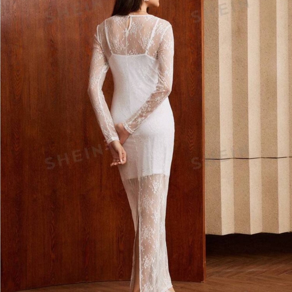 Sheer long sleeve dress